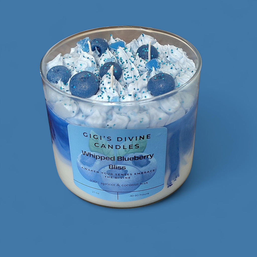 Whipped Blueberry Bliss | Blueberry Cheescake, Strawberry Cream & Vanilla| 21 oz 3-Wick Glass Candle|