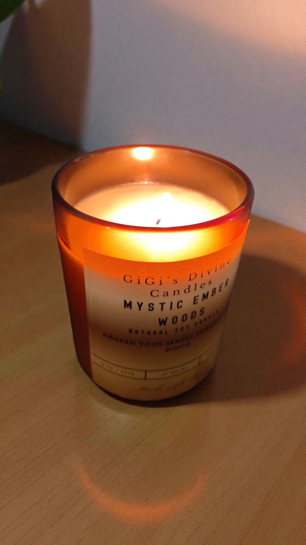 Mystic Ember Candle- 12 oz jar |Amber, Cashmere & Sweet Tobacco| Warm Woodsy Scent|