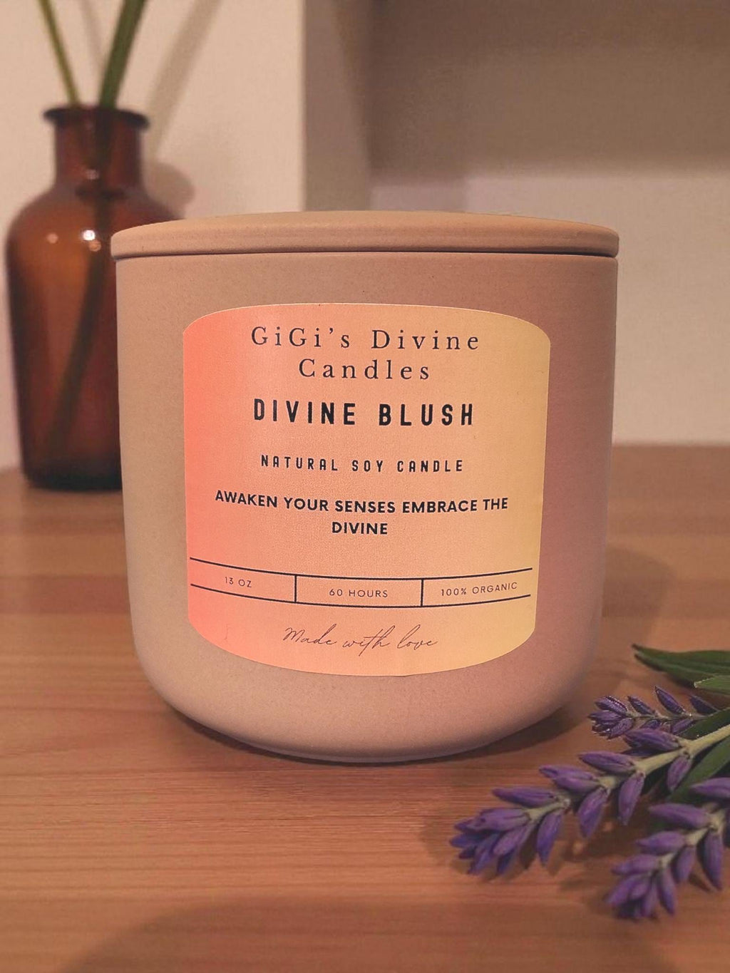 Divine Blush Soy Candle | Rose Pink Ceramic Jar, Cranberry Rose Scent