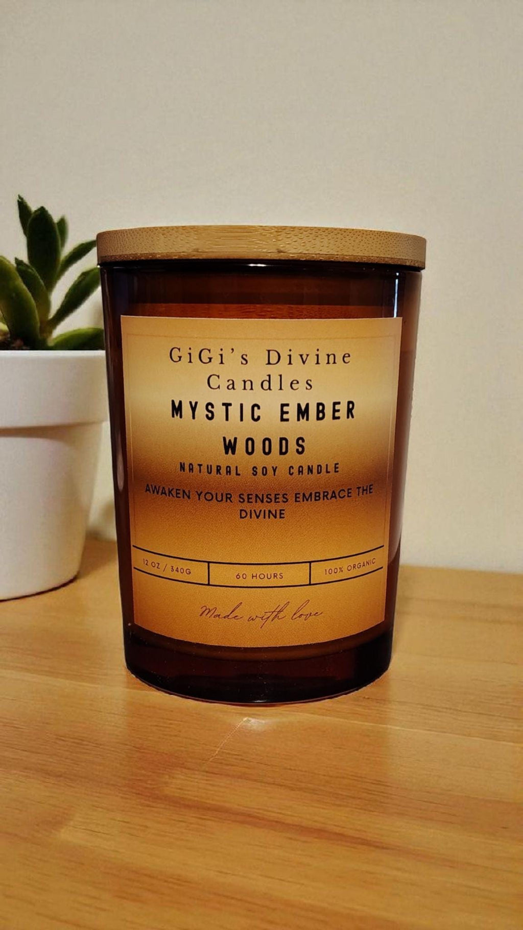Mystic Ember Candle- 12 oz jar |Amber, Cashmere & Sweet Tobacco| Warm Woodsy Scent|