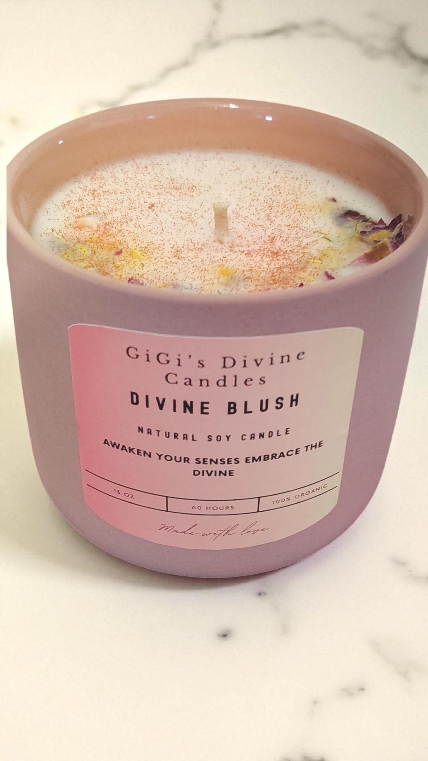 Divine Blush Soy Candle | Rose Pink Ceramic Jar, Cranberry Rose Scent