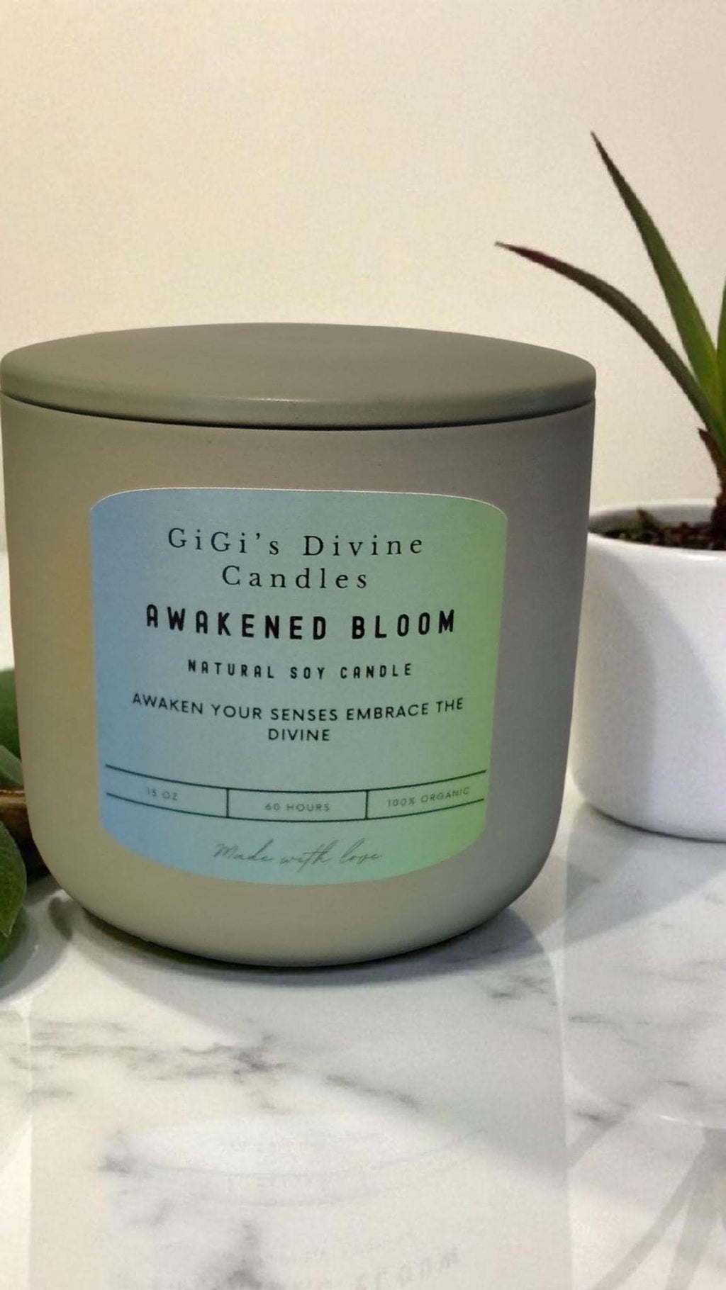 Awakened Bloom Soy Candle| Eucalyptus, Lavender & Vanilla| 13.5 oz Ceramic Jar| Hand-Poured Relaxation Candle